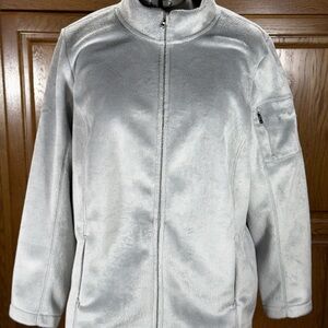 J.‎ Jill Fit Womens Gray Plush Fleece Full Zip Mock Neck Jacket XL Petite
